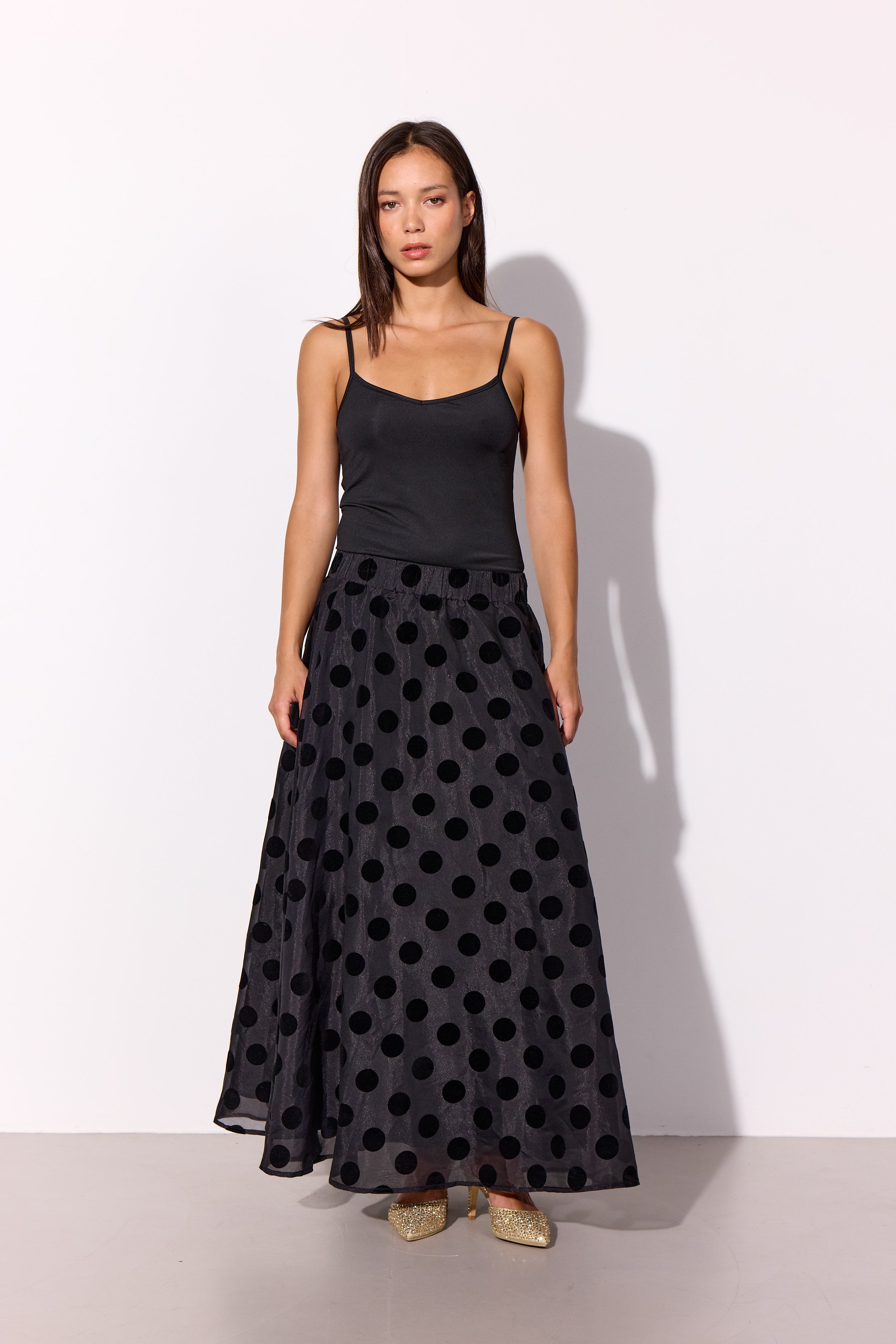 HUNKØN Bobby Long Skirt Skirts Black w/dots