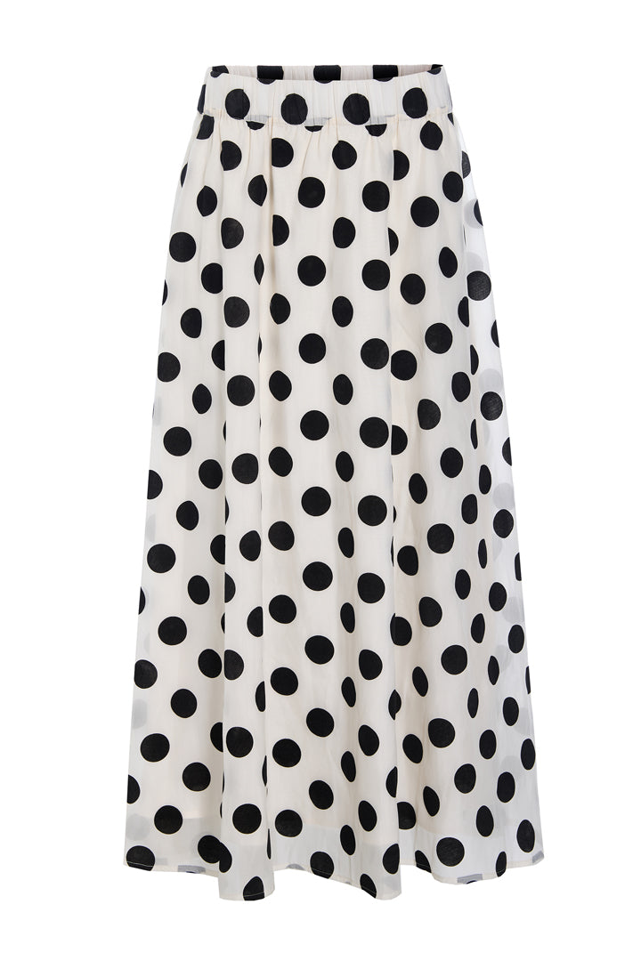 HUNKØN Bobby Long Skirt Skirts White w/ dots