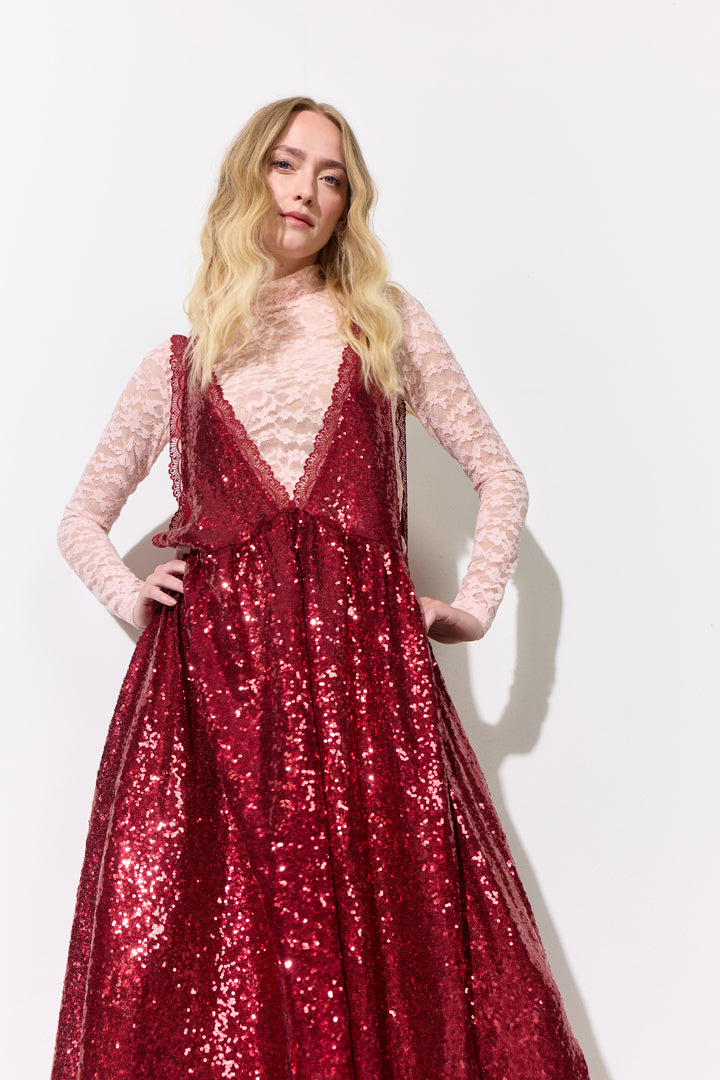 HUNKØN Bodil Dress Dresses Deep red