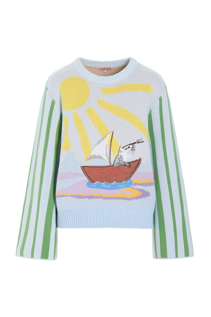 HUNKØN Bubbles Blouse Blouses Blue Sea