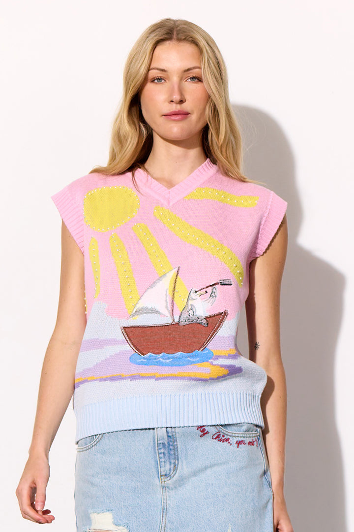 HUNKØN Bubbles Vest Vests Pink Sea