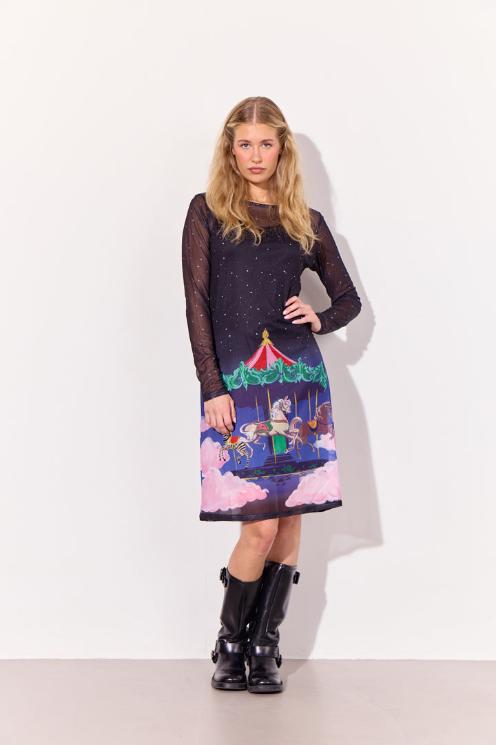 HUNKØN Calista Mesh Dress Dresses Dream Fairground Art Print