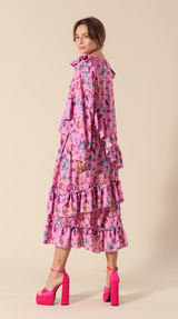 HUNKØN Cille Ruffle Dress Dresses Pink Mermaid Art Print