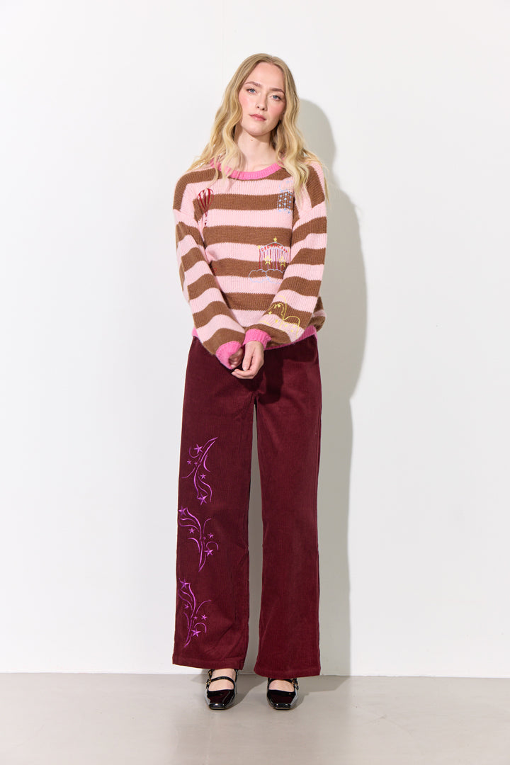 HUNKØN Curtis Knit Blouse Blouses Peach Striped