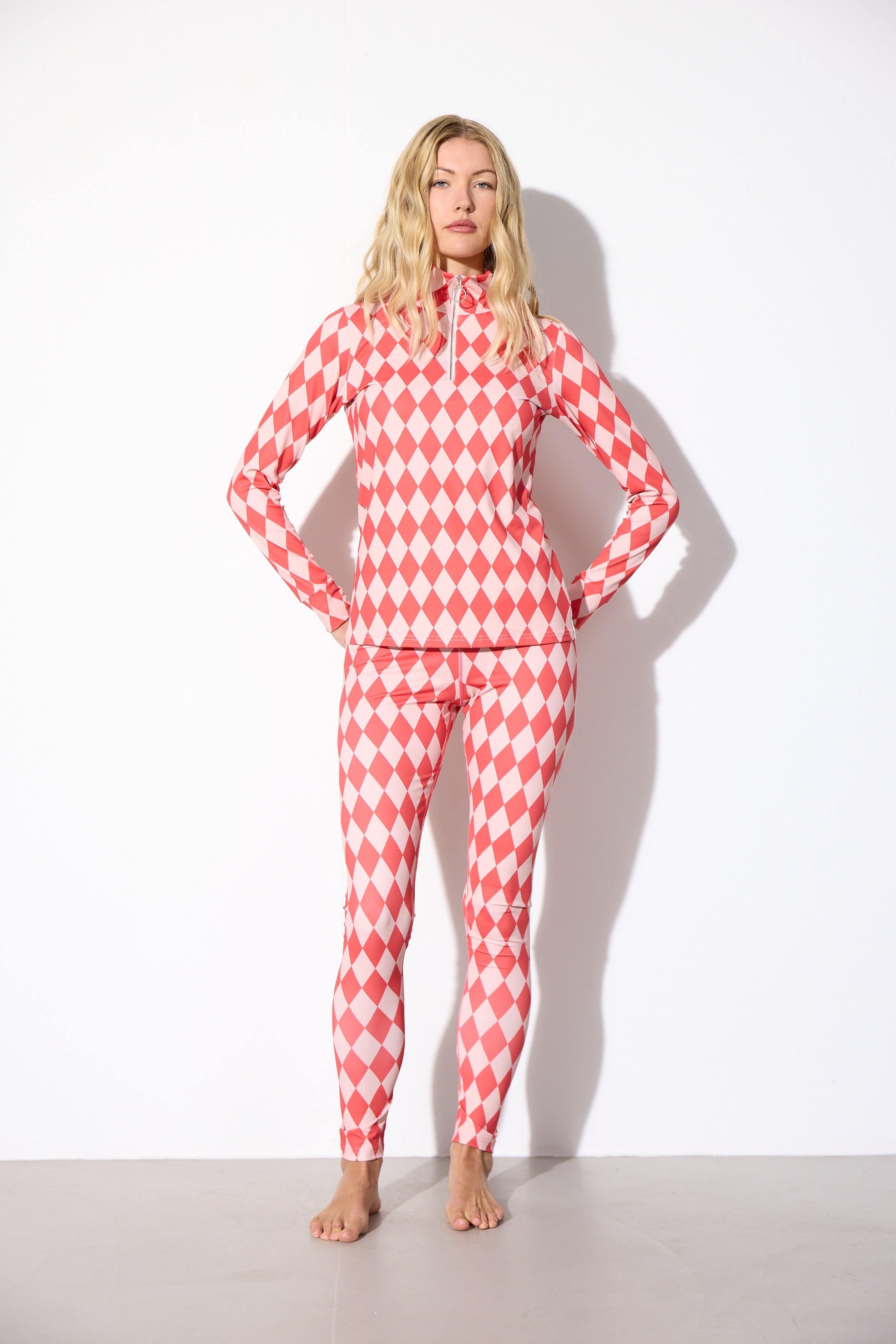 HUNKØN Dallas Zipper Blouse Blouses Red Harlequin