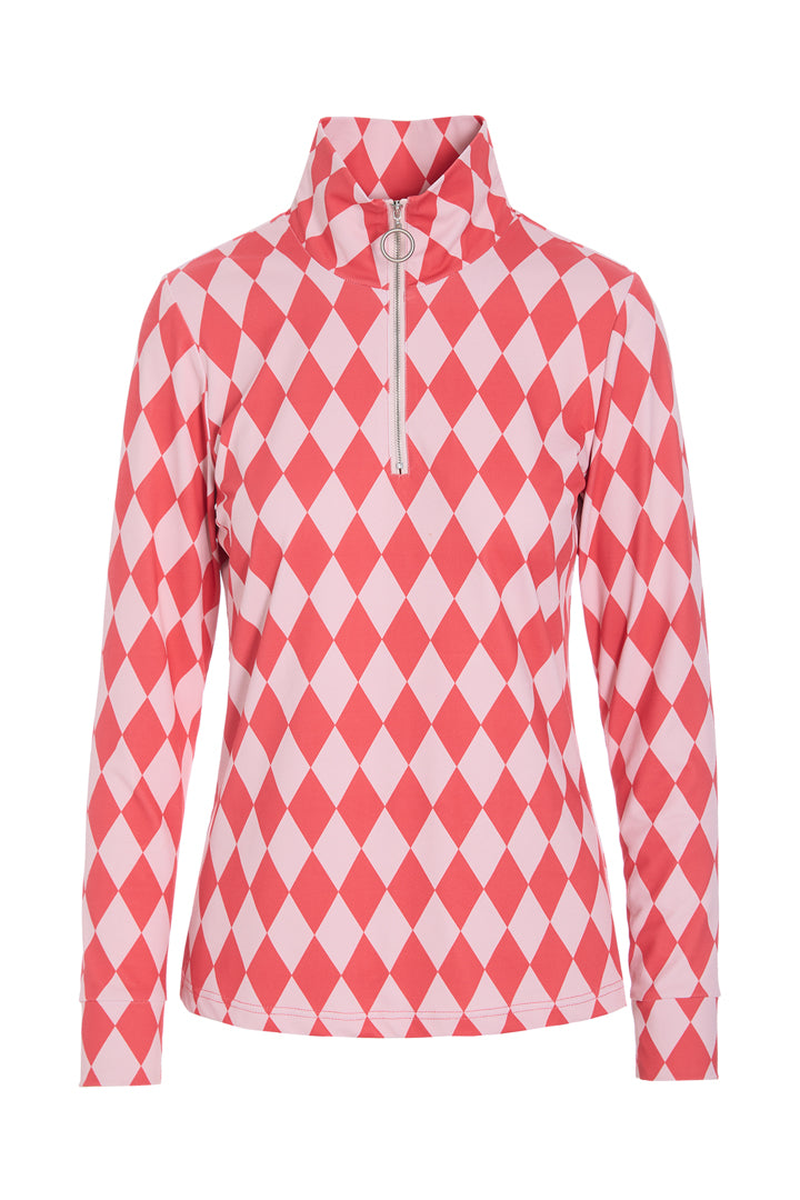 HUNKØN Dallas Zipper Blouse Blouses Red Harlequin