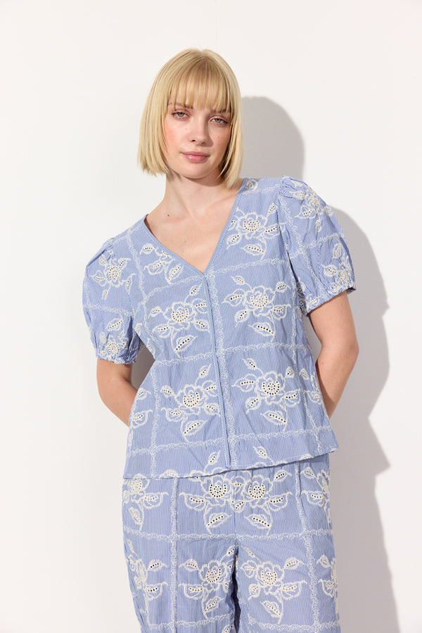 HUNKØN Ditte Top Tops Blue