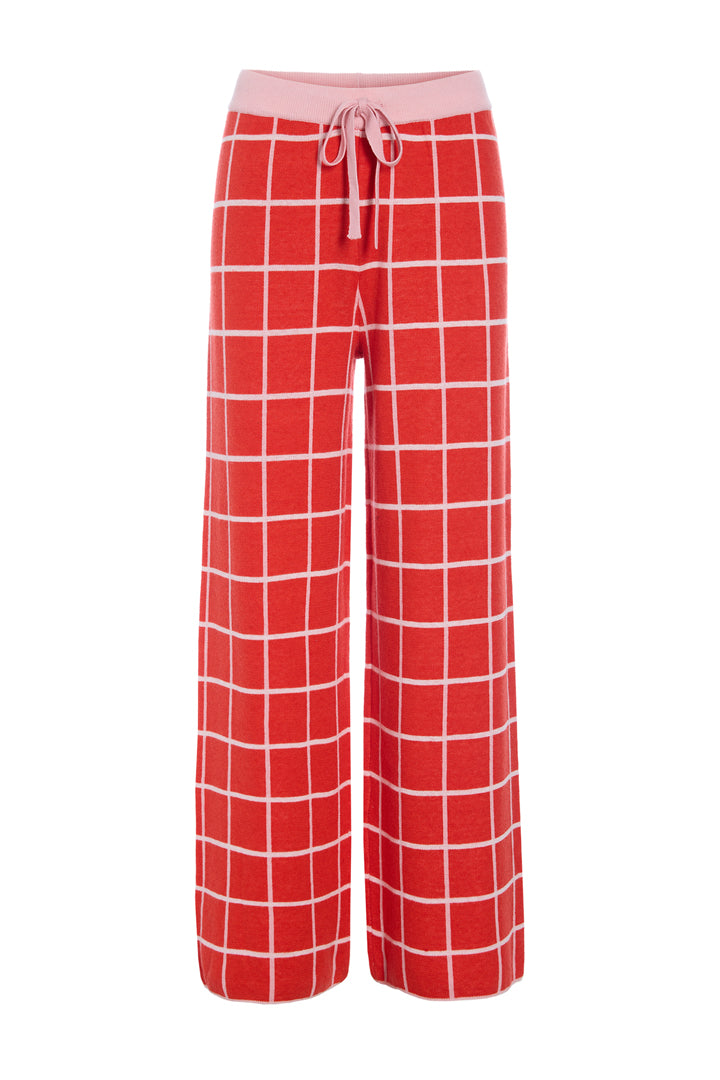 HUNKØN Dusty Knit Pants Trousers Red Checked