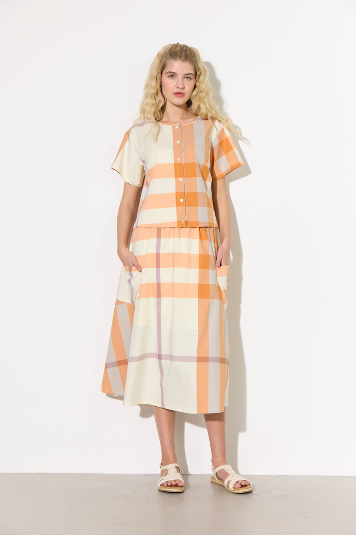HUNKØN Frankie Shirt Shirts Orange checked