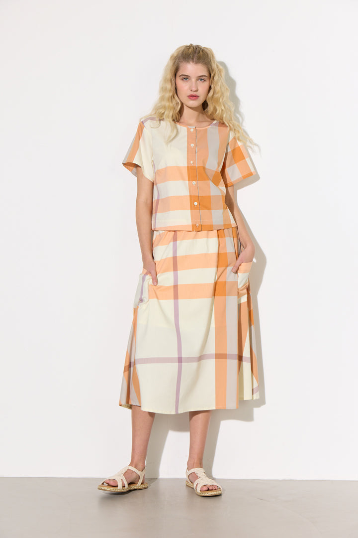 HUNKØN Frankie Skirt Skirts Orange checked