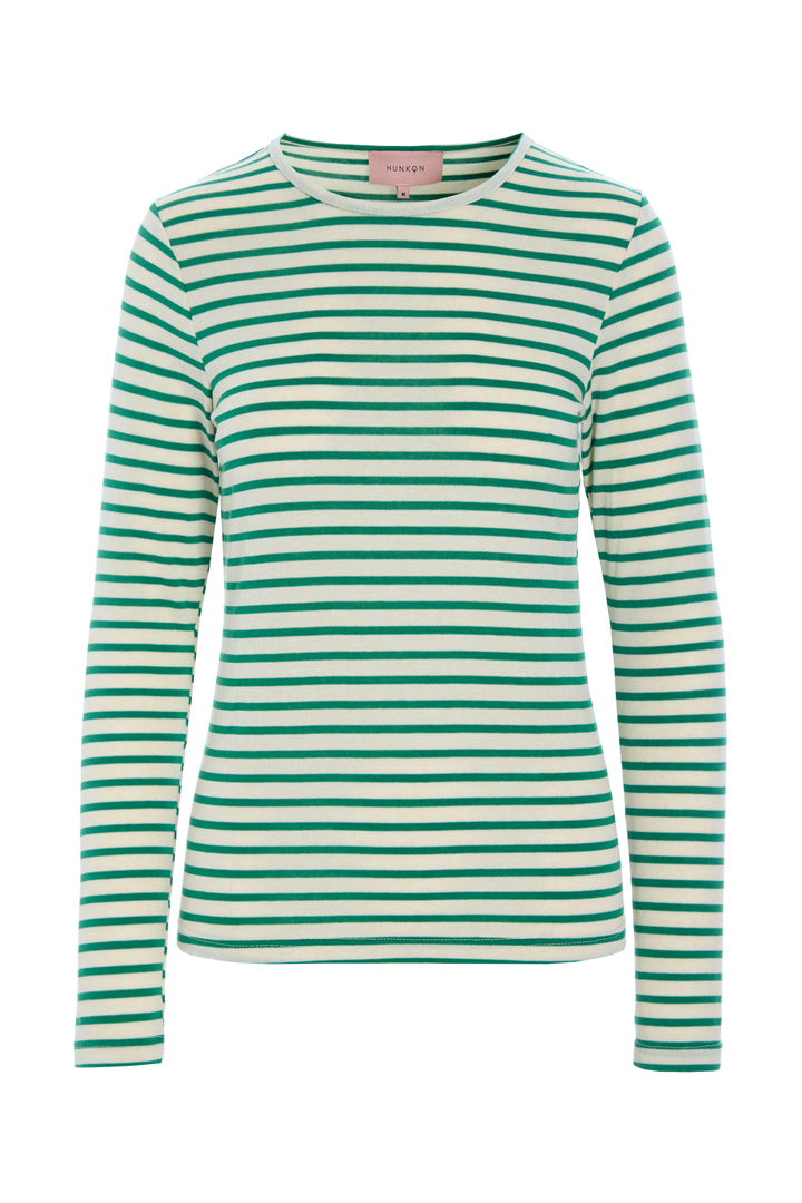 HUNKØN Halima Blouse Blouses Green Striped