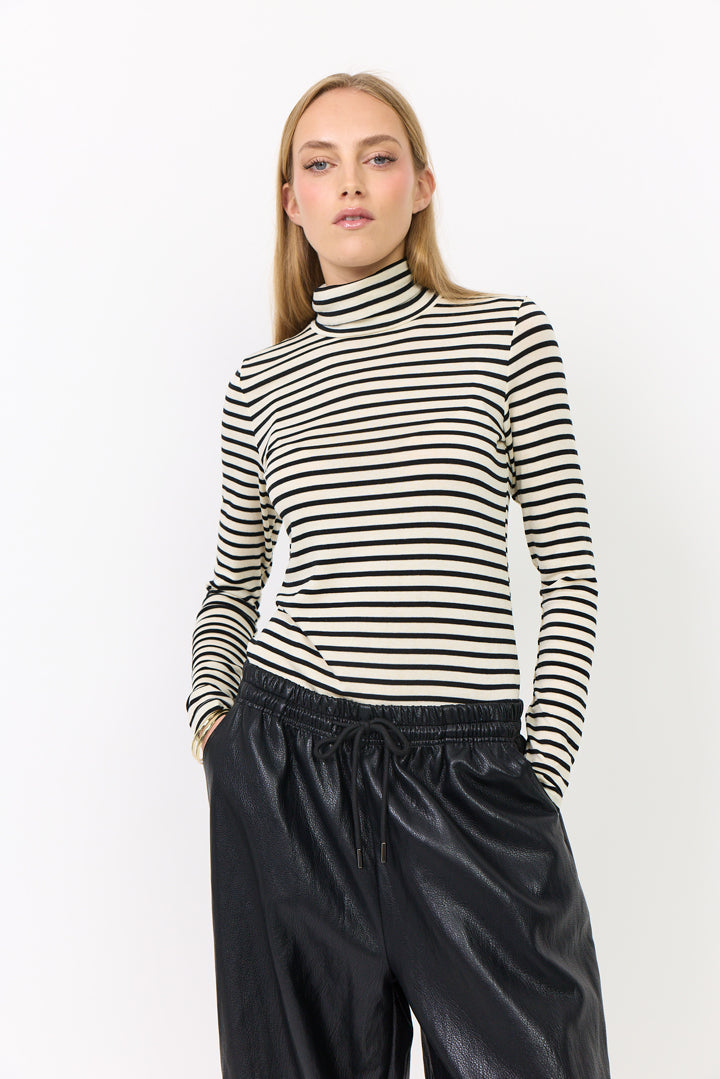 HUNKØN Halima Turtleneck Blouses Black Striped