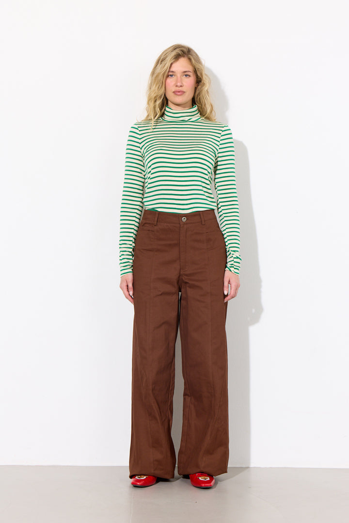 HUNKØN Halima Turtleneck Blouses Green Striped