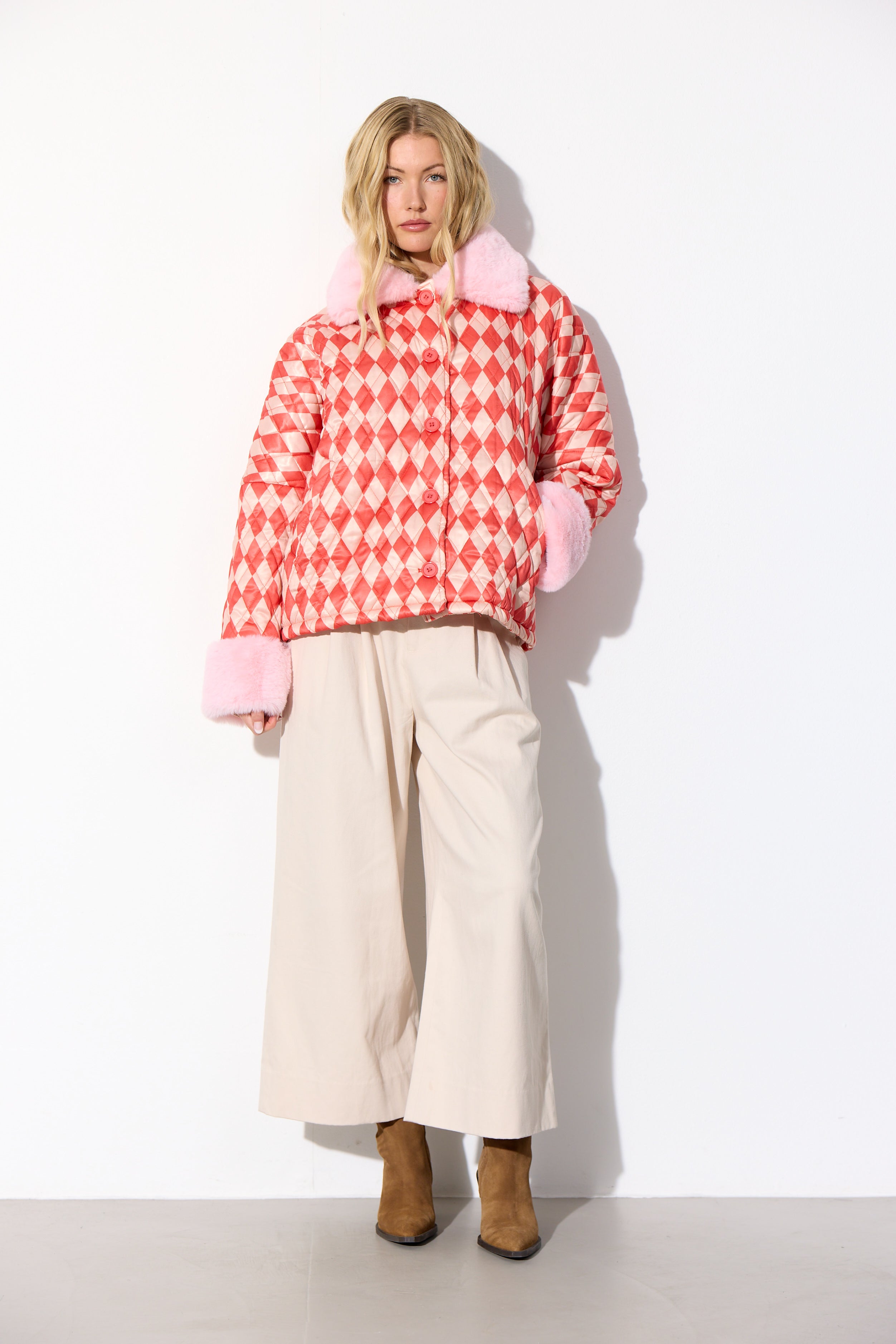 HUNKØN Harly Quilt Jacket Jackets Red Harlequin