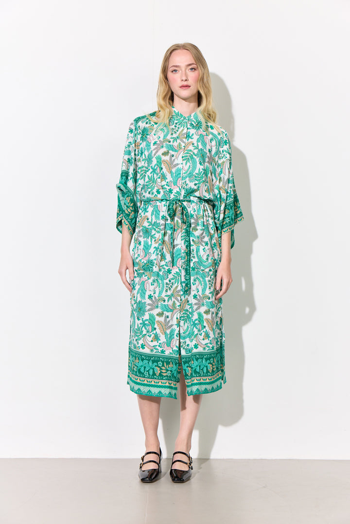 HUNKØN Helene Kimono Kimonos Bird Green