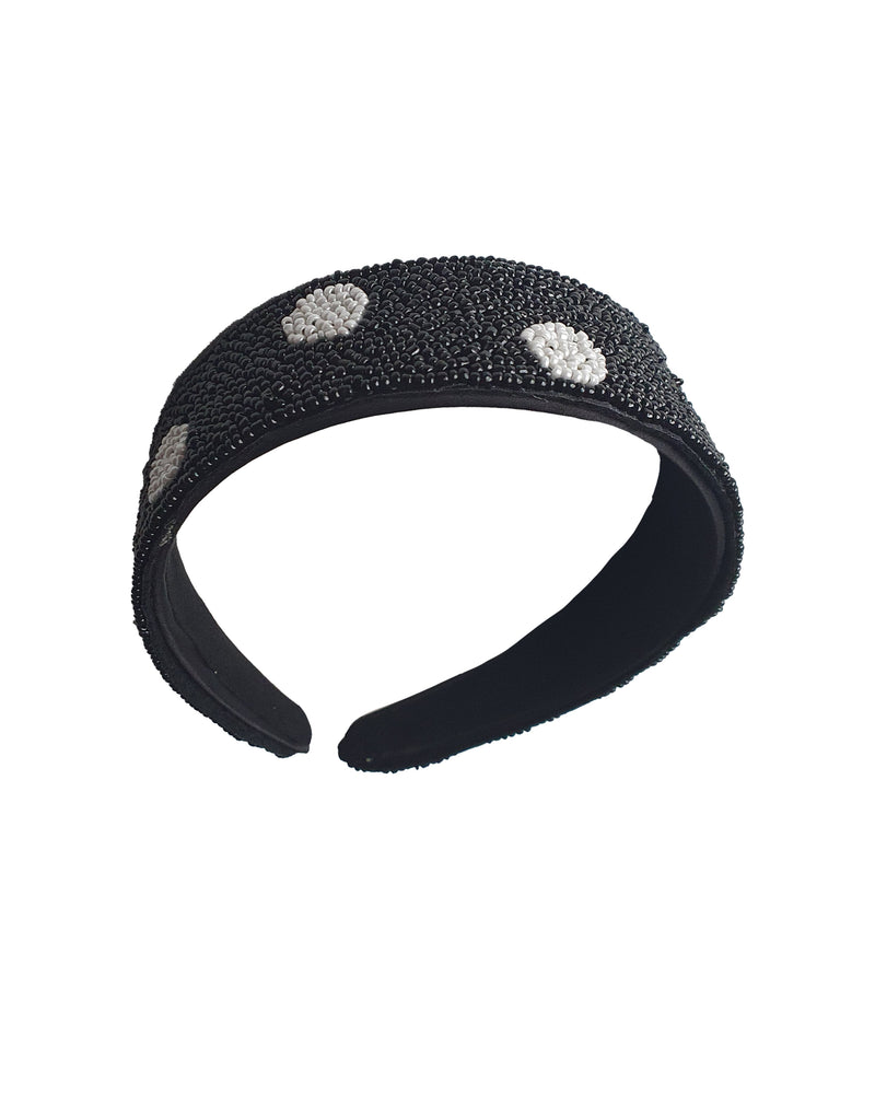 HUNKØN Hillary Hairband Accessories Black w/White dots