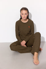 HUNKØN Indie Trousers Trousers Brown Striped