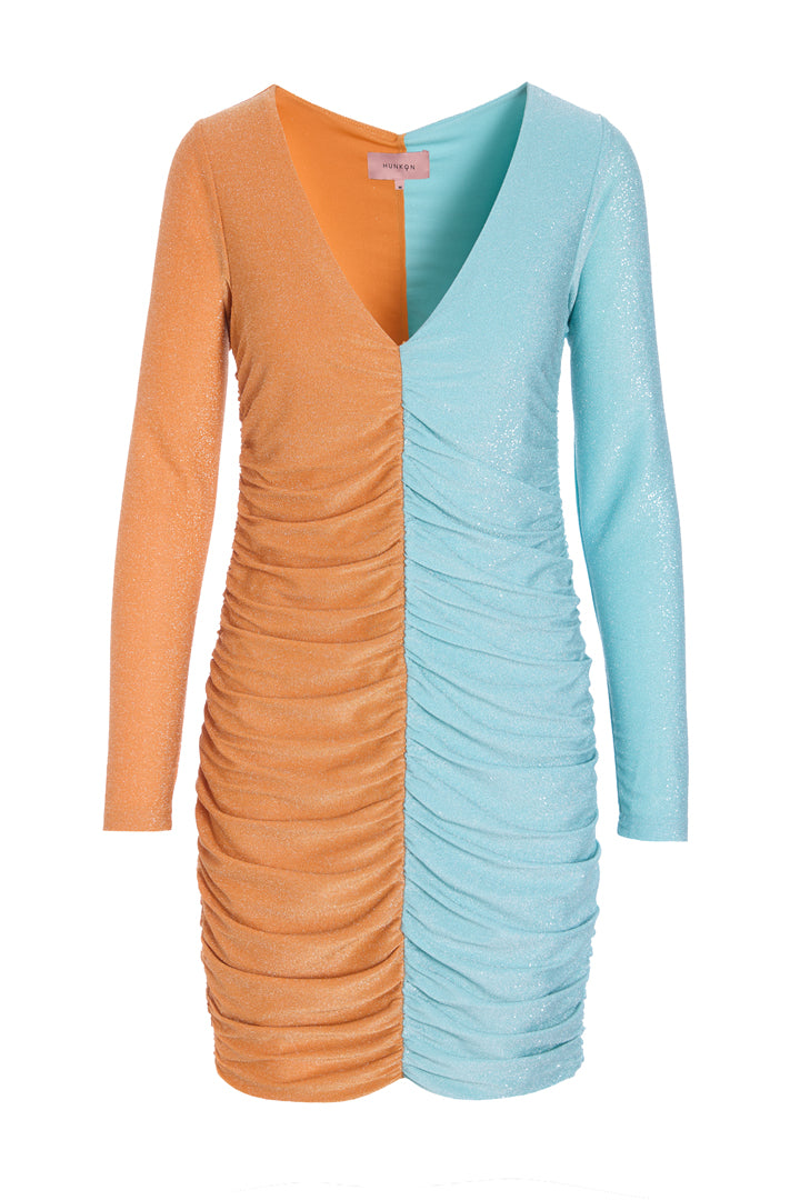 HUNKØN Jasmin Dress Dresses Peach/Turquoise