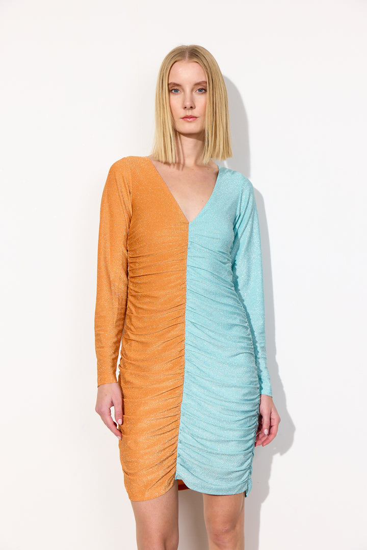 HUNKØN Jasmin Dress Dresses Peach/Turquoise