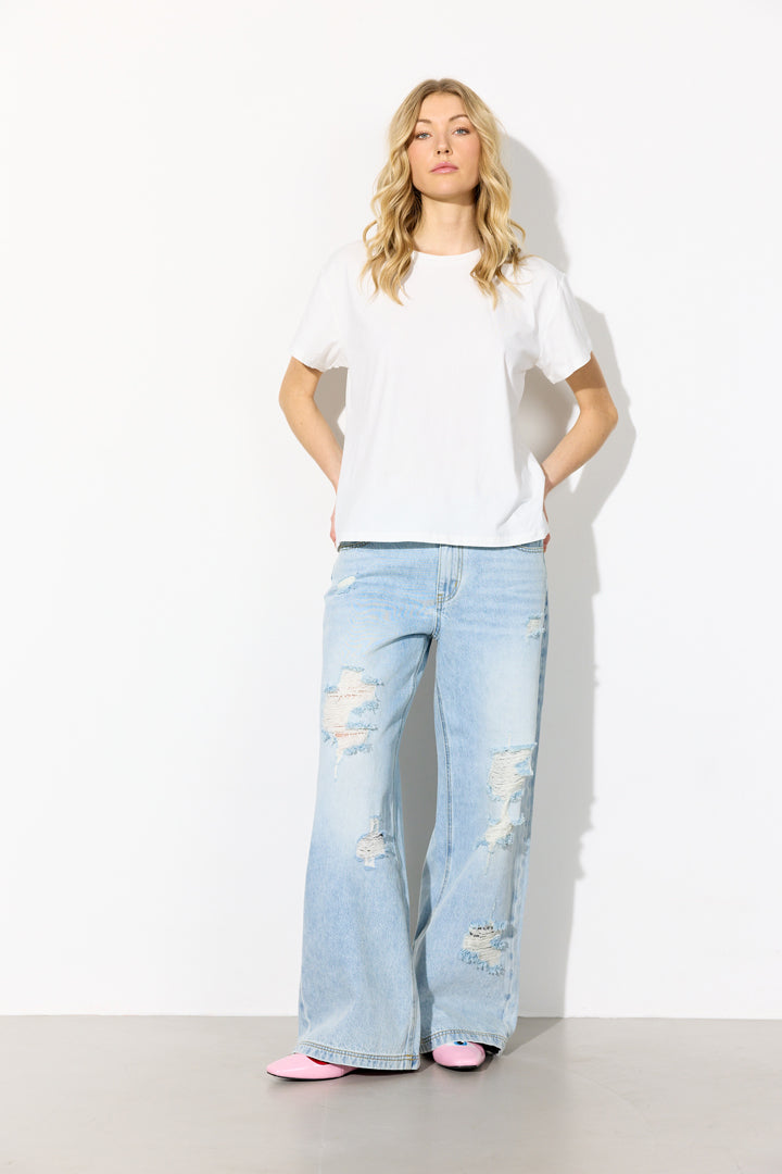 HUNKØN Jody Ripped Jeans Trousers Light Denim
