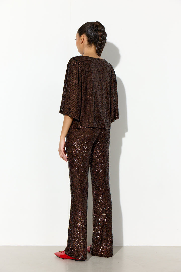 HUNKØN Jona Sequin Trousers Trousers Chestnut