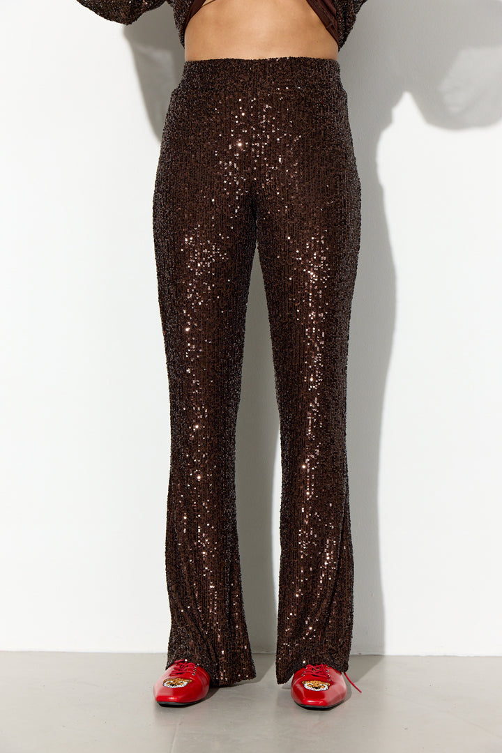 HUNKØN Jona Sequin Trousers Trousers Chestnut