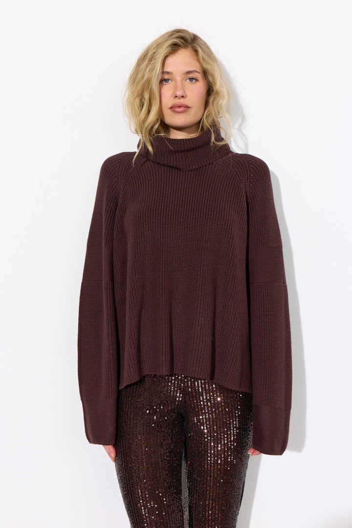 HUNKØN Jules Knit Blouse Blouses Chestnut