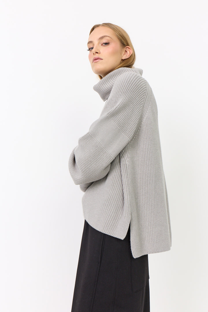 HUNKØN Jules Knit Blouse Blouses Grey