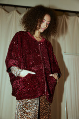 HUNKØN Kaia Sequin Jacket Jackets Deep red
