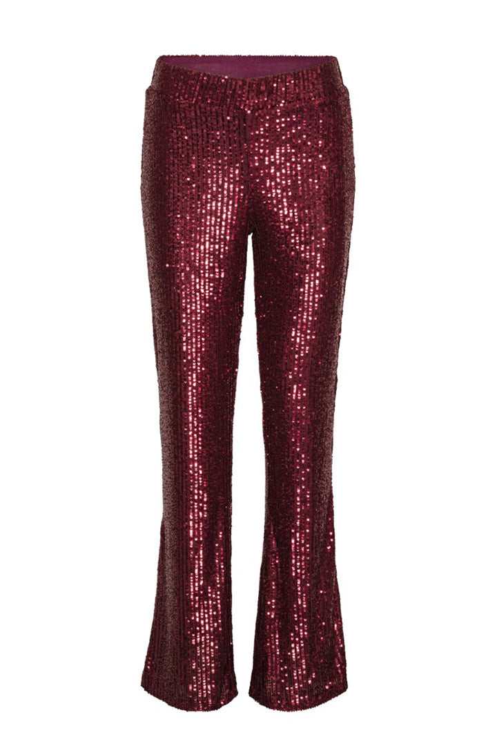 HUNKØN Karin Sequin Trousers Trousers Deep red