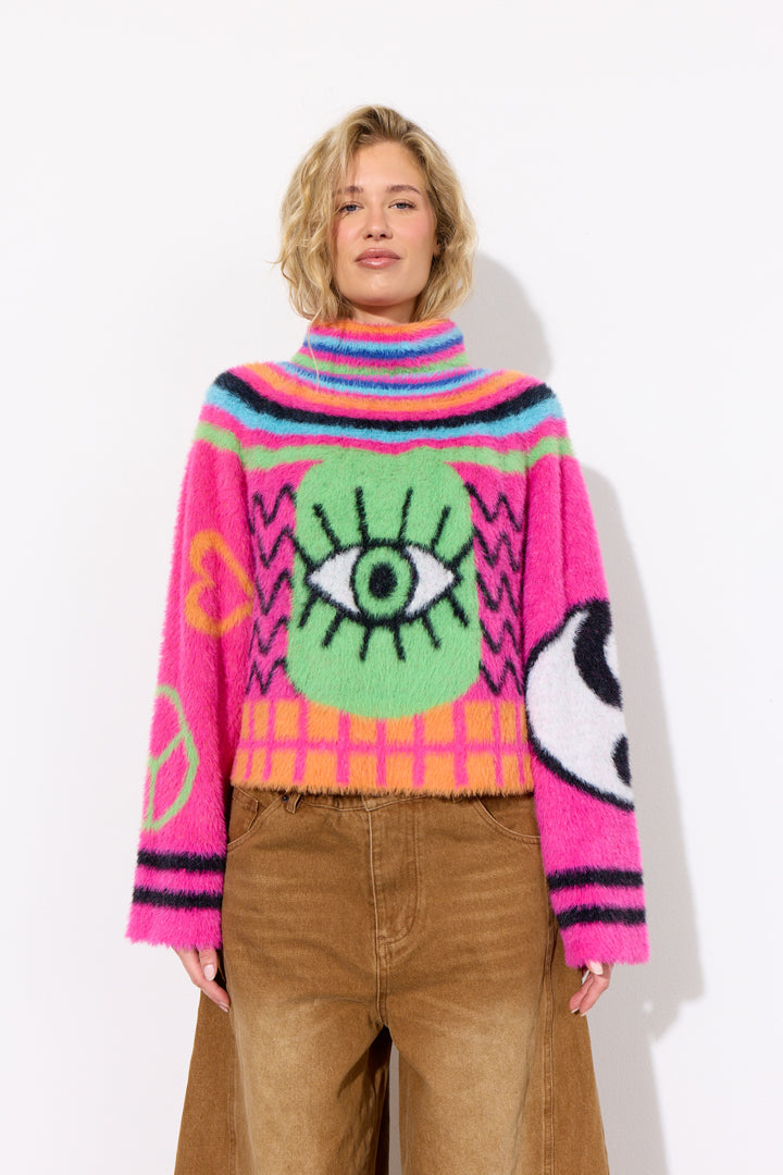 HUNKØN Kitti Knit Blouse Blouses Green Eye