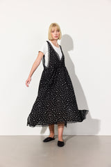 HUNKØN Kris Oversized Dress Dresses Black w/White dots