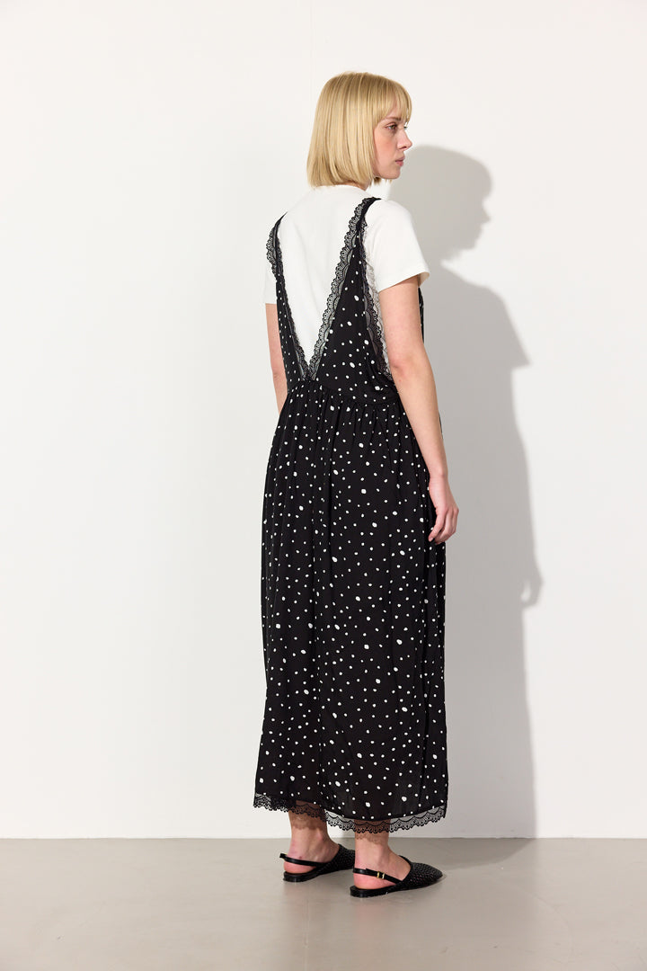 HUNKØN Kris Oversized Dress Dresses Black w/White dots