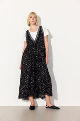 HUNKØN Kris Oversized Dress Dresses Black w/White dots