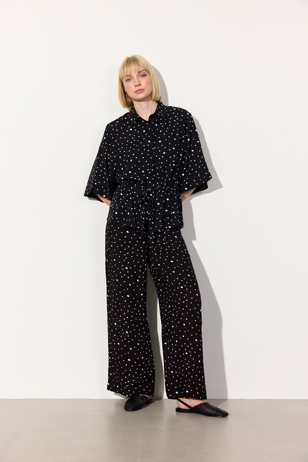 HUNKØN Kris Trousers Trousers Black w/White dots