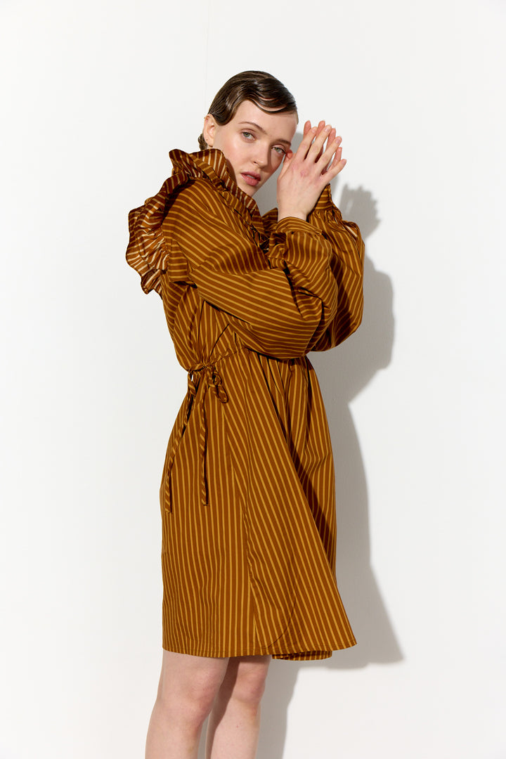 HUNKØN Lucinda Dress Dresses Caramel Striped