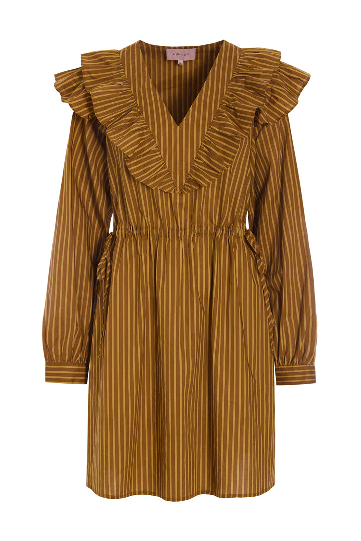 HUNKØN Lucinda Dress Dresses Caramel Striped