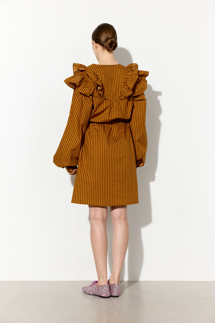 HUNKØN Lucinda Dress Dresses Caramel Striped