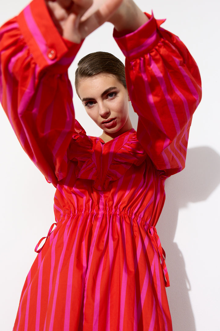 HUNKØN Lucinda Dress Dresses Red Striped