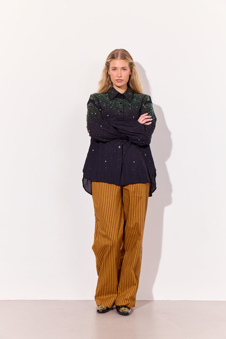 HUNKØN Lucinda Trousers Trousers Caramel Striped