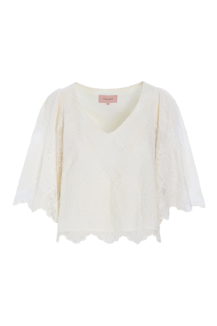 HUNKØN Lulu Lace Blouse Blouses Cream Lace