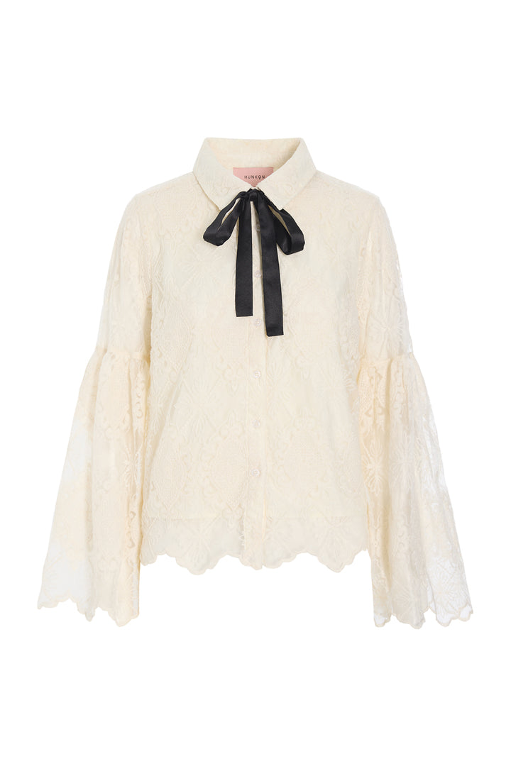 HUNKØN Lulu Lace Shirt Shirts Cream Lace