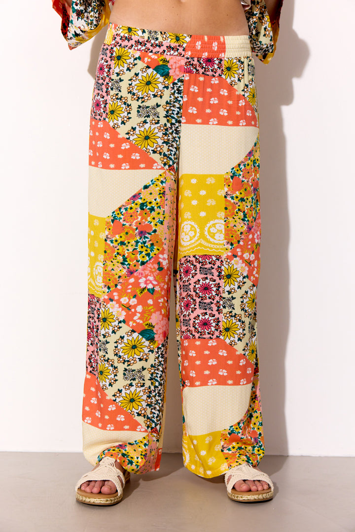HUNKØN Madelaine Trousers Trousers Yellow Patchwork