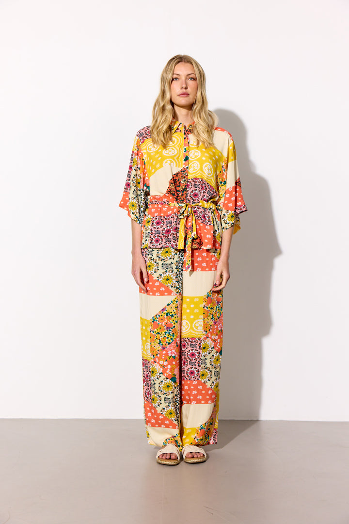 HUNKØN Madelaine Trousers Trousers Yellow Patchwork
