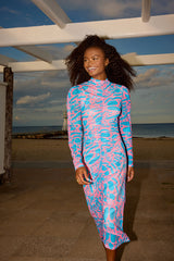 HUNKØN Mallory Wrinkle Dress Dresses Blue Lava Art Print