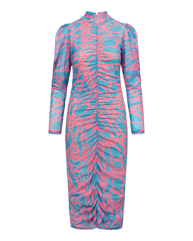 HUNKØN Mallory Wrinkle Dress Dresses Blue Lava Art Print