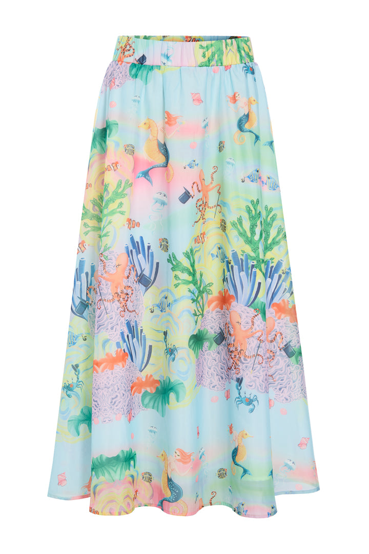 HUNKØN Marina Long Skirt Skirts Ocean Life Art Print
