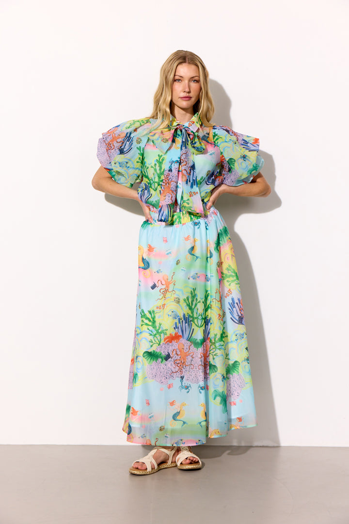 HUNKØN Marina Long Skirt Skirts Ocean Life Art Print