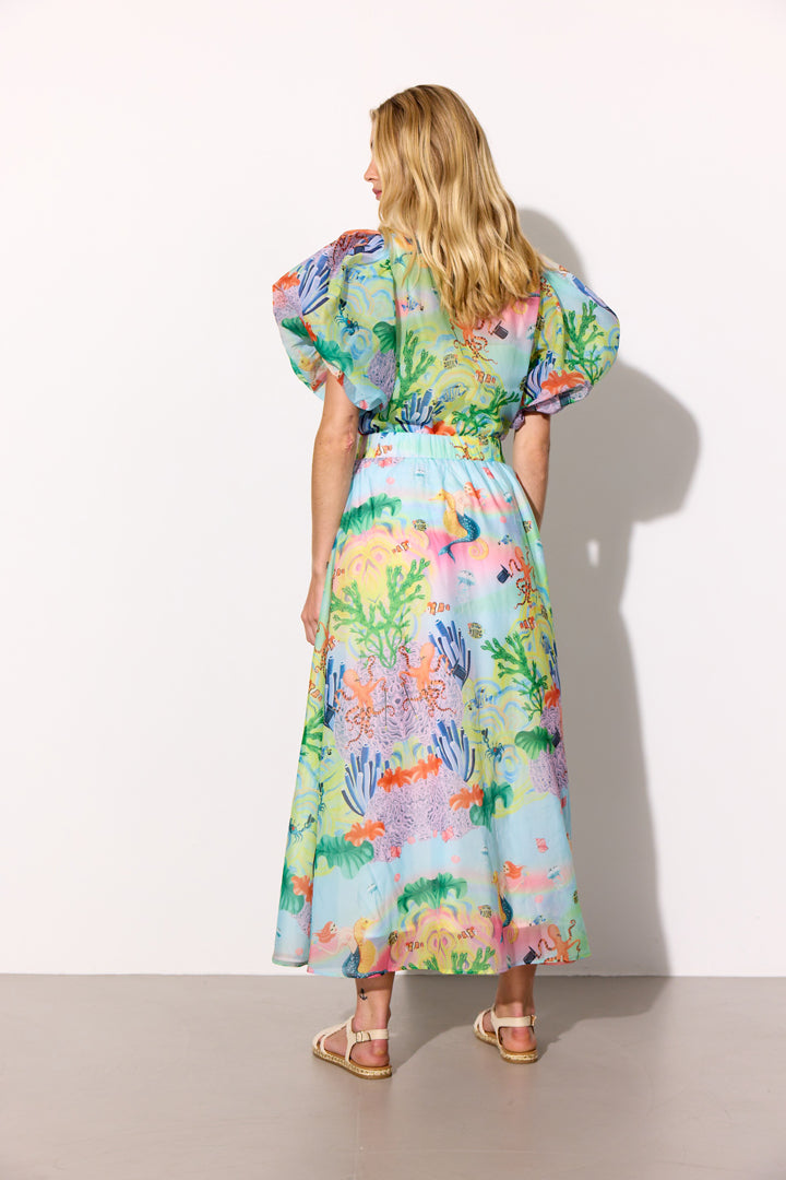 HUNKØN Marina Long Skirt Skirts Ocean Life Art Print