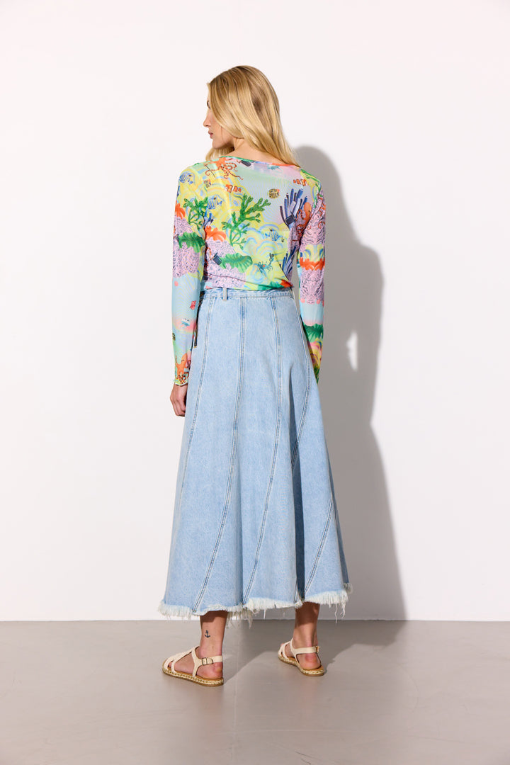 HUNKØN Marina Mesh Blouse Blouses Ocean Life Art Print